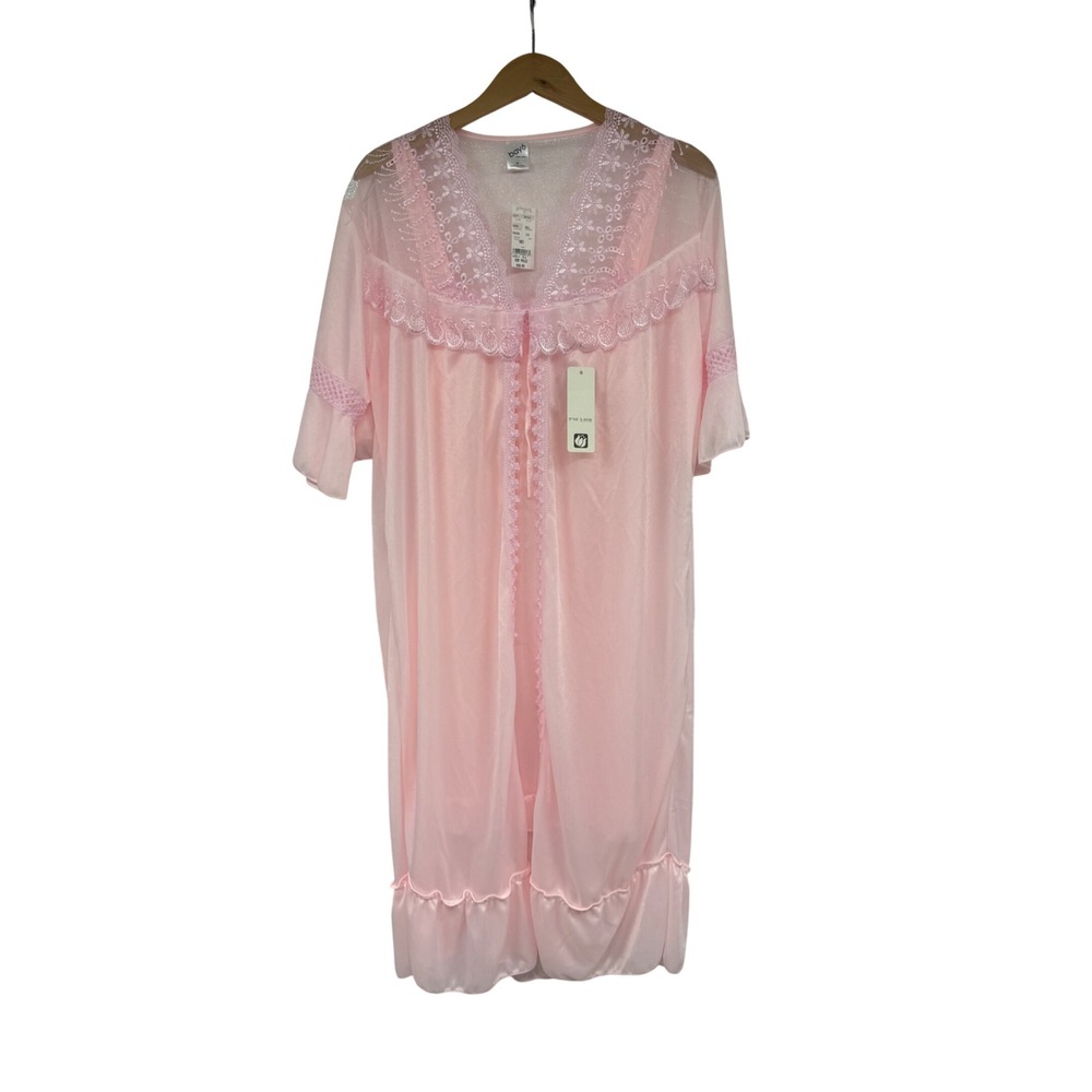 Bay 6 New York Pink Lace Nightgown and Robe Set Vintage Style Cottage Size M